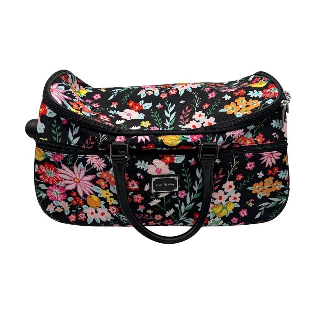Vera Bradley Tangerine Twist Wheeled Carry-On Luggage Bag Black Floral